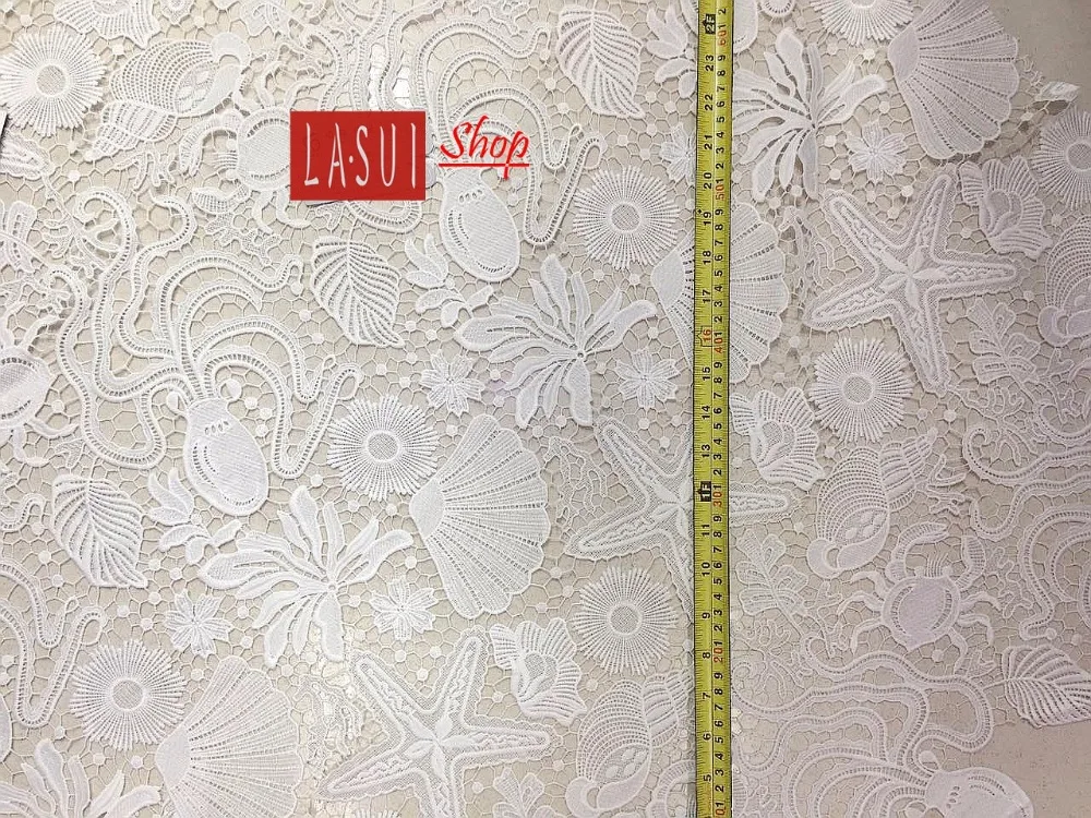 Lasui 3Y = Лот Ocean Romance Мирового океана; искусно изготовленные; белый цвет молочный шелк Морская звезда морские водоросли оболочки воды м ткань S0028