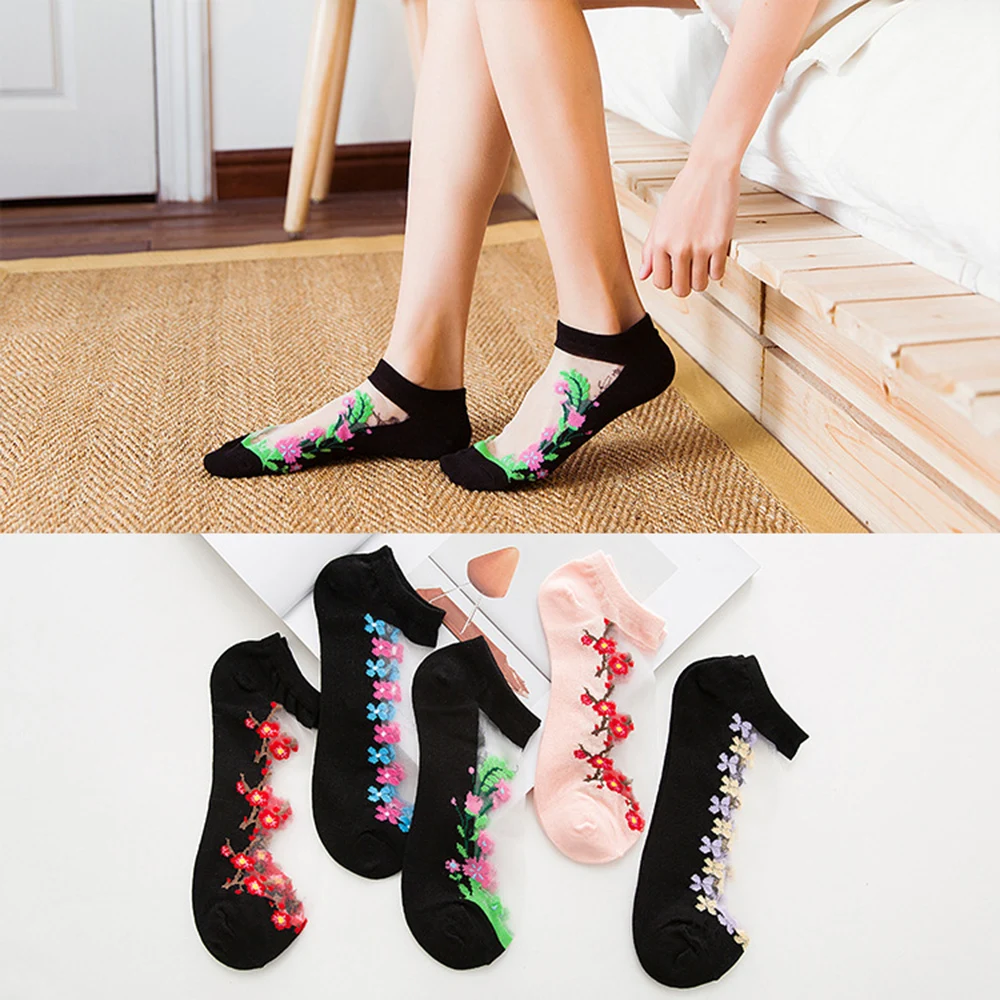 

1 пара модных женских Хлопковых Носков с цветочным кружевом, невидимые мягкие Повседневные носки с низкой посадкой, новинка