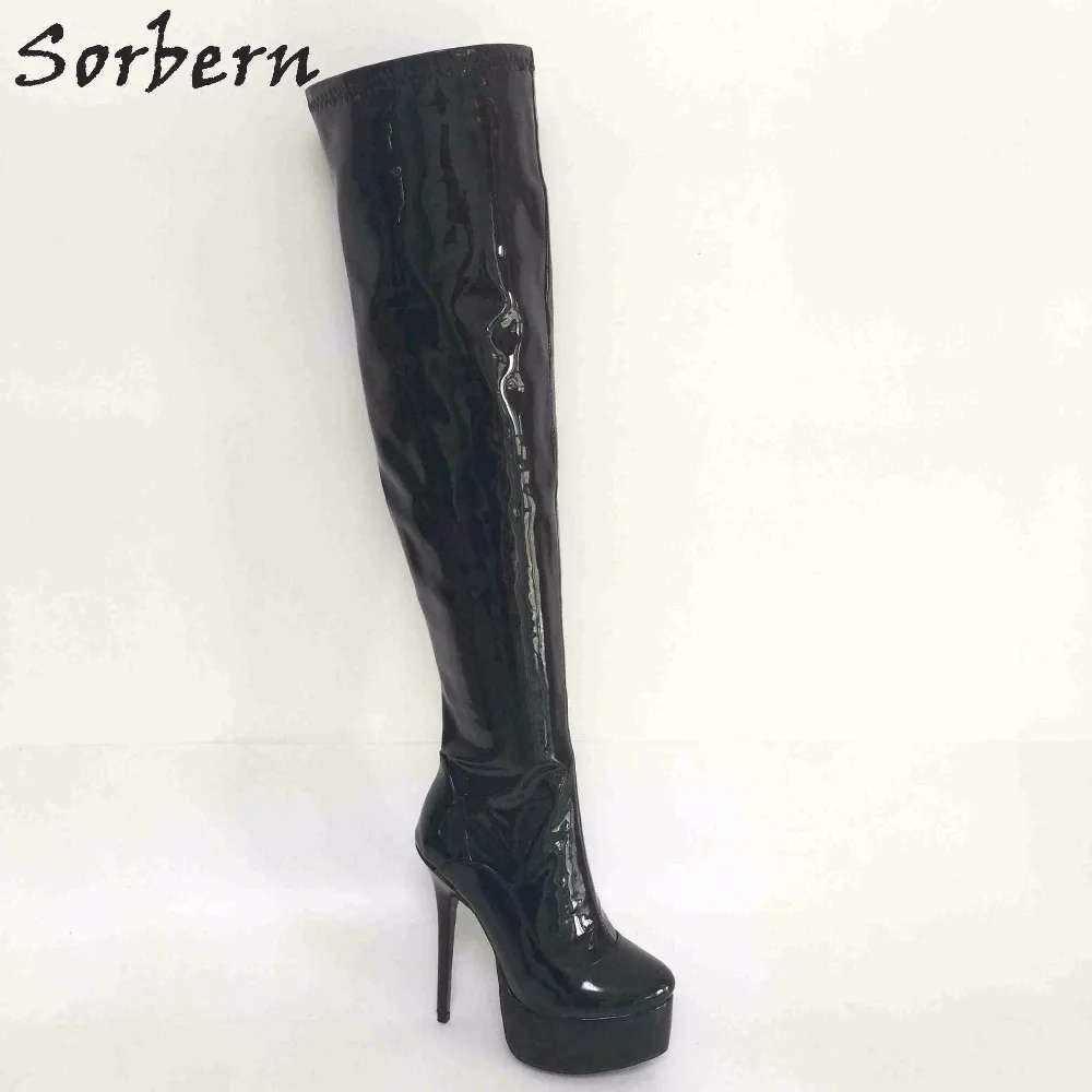 Женские сапоги до колена Sorbern на платформе с острым носком молнии|shoes woman|knee bootsover