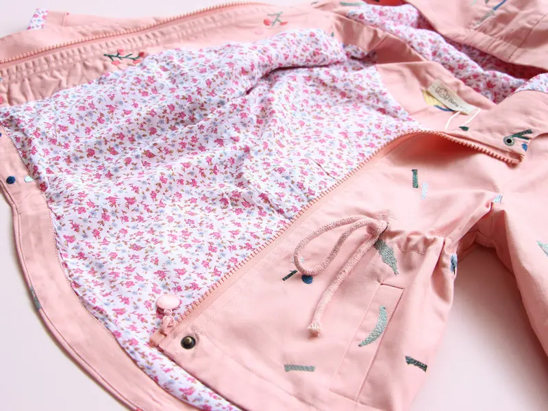 Girls Windbreaker Coat 2019 New Spring Autumn Baby Flower Embroidery Hooded Outwear Kids Children's Coats Jacket Clothing | Детская