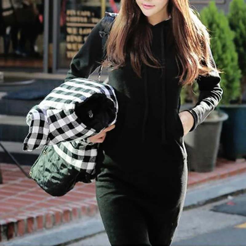 Модная женская Повседневная Толстовка с длинным рукавом теплый спортивный