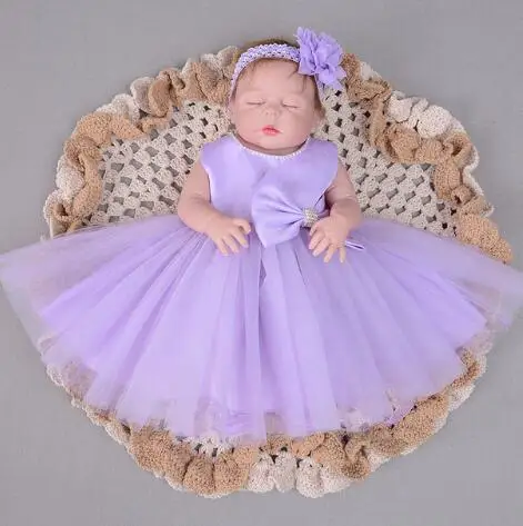 purple Настоящее 55 см полное тело силиконовые reborn baby doll игрушки с несколько цветов платье Реалистичная Спящая кукла-реборн принцесса девочка подарок - Цвет: purple