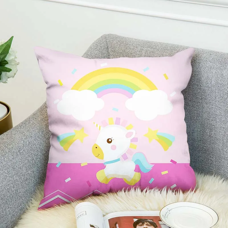 Двухсторонняя наволочка с 3d рисунком милого маленького единорога декоративный