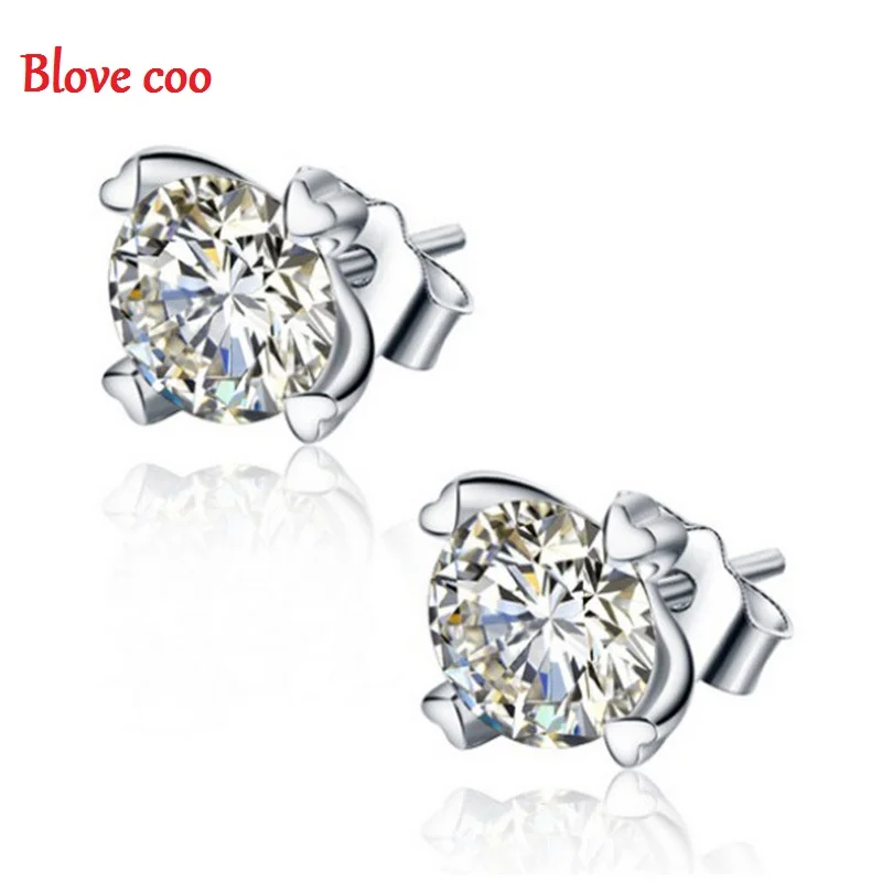 Серьги стержня Женщины 2016 Новый Роскошный циркон CZ Diamond Crystal Rhinestone Посеребренная
