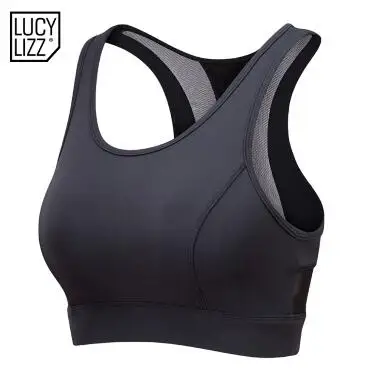 Black Lucylizz женский спортивный бюстгальтер для фитнеса, спортивный бюстгальтер для спортзала, тренировочный бюстгальтер с сеткой, бюстгальтер для йоги, спортивная одежда, дышащий бюстгальтер для бега - Цвет: Black