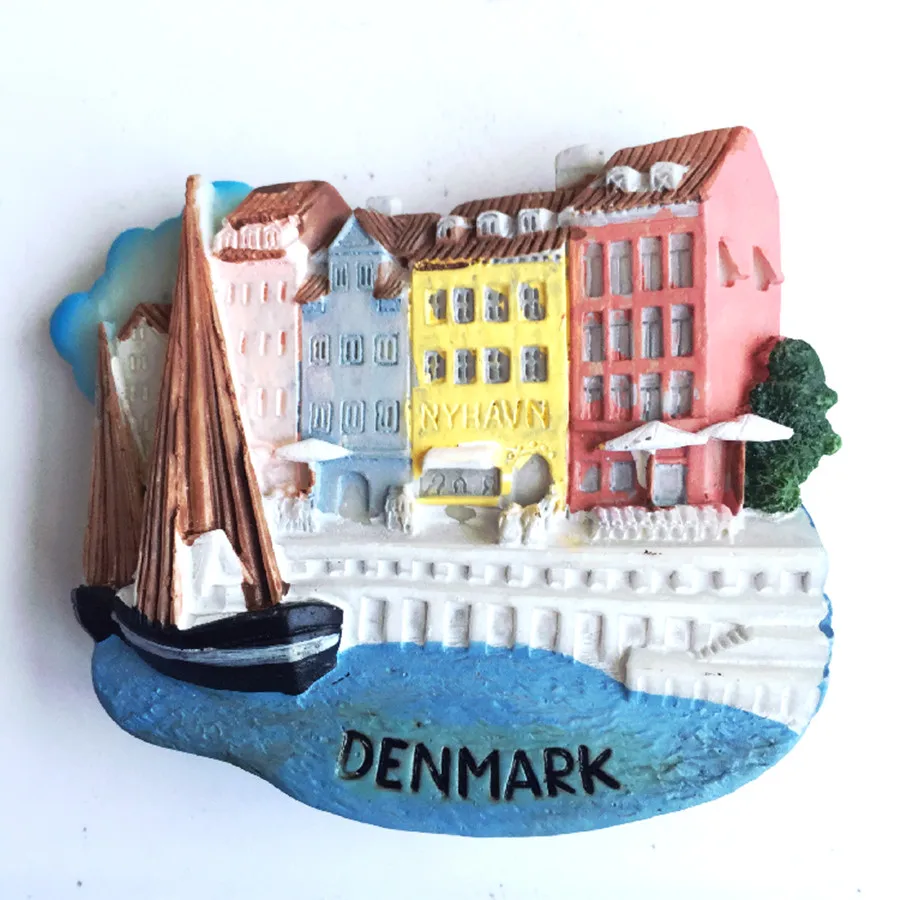 Denmark Copenhagen Handmade Painted 3D Fridge Magnets Travel Souvenirs Refrigerator Magnetic Sticker Home Decoration