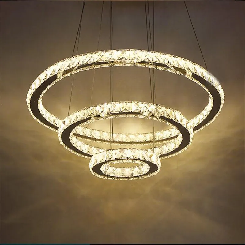 Роскошные 3 кольца хрустальные люстры из нержавеющей стали Led Mordern подвесной светильник домашний декор подвесной светильник Avize