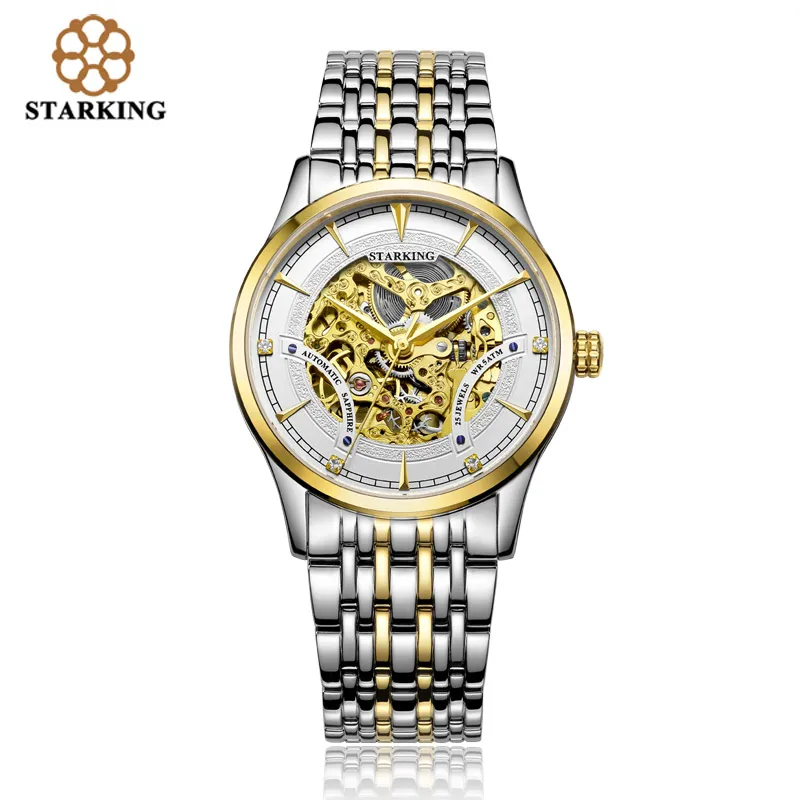 Мужские автоматические механические часы скелетоны STARKING AM0185 брендовые