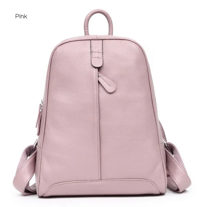 A Pink AODUX, женский рюкзак из натуральной кожи, верхний слой, коровья кожа, школьный рюкзак, сумка, светильник, синий/серый/розовый/белый/бежевый цвет - Цвет: A Pink