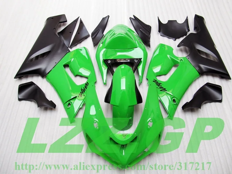 

Injection Green black fairing kit FOR KAWASAKI NINJA ZX 6R 636 05 06 ZX-6R 05-06 ZX6R 2005 2006 ZX 6R 05 06 fairings