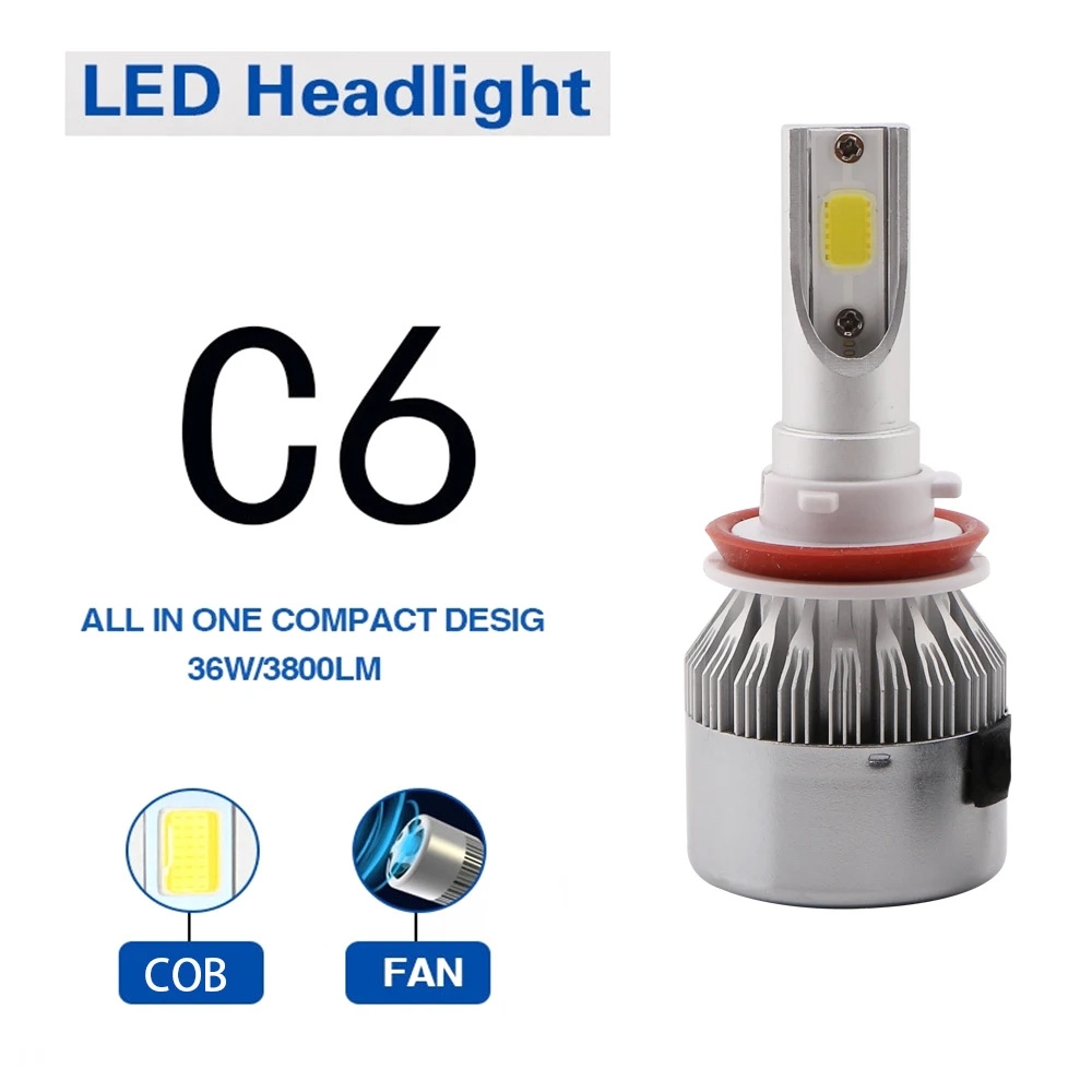YM E Bright 1 комплект (2 шт.) H1 H3 H4 9005 9006 H7 H8 H11 880 881 C6 COB 36W светодиодный налобный фонарь