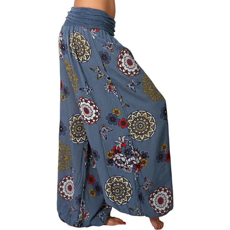 Puimentiua S 5XL Плюс размер женские повседневные богемные широкие свободные брюки с