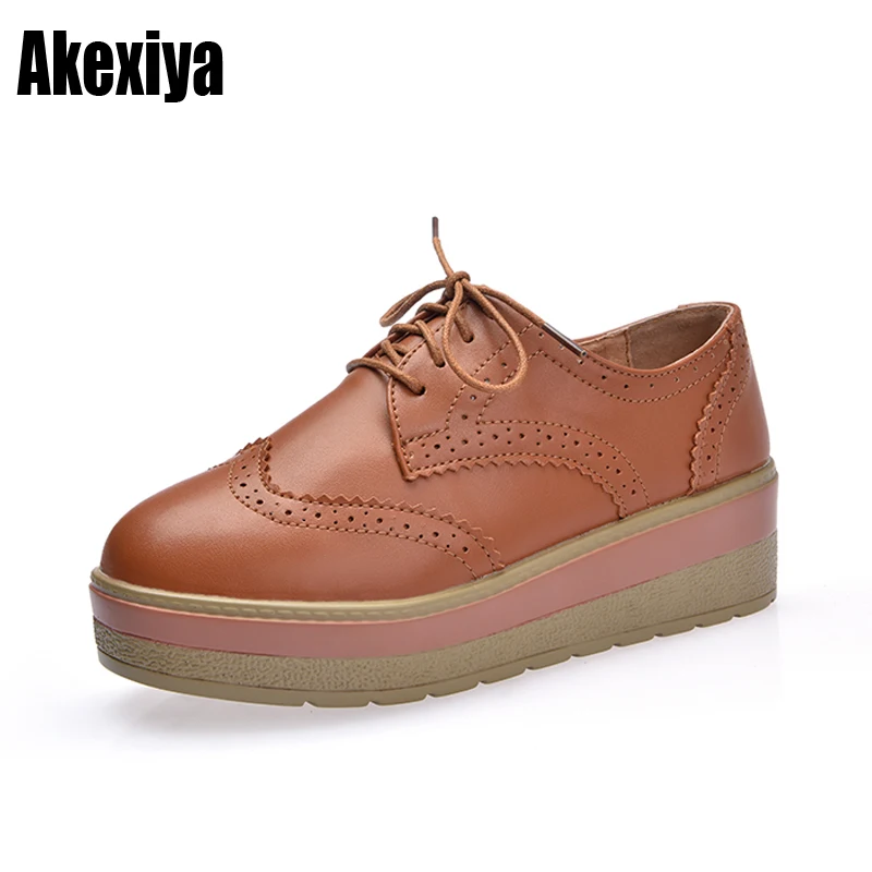 Обувь на резиновой подошве Женские оксфорды платформе в британском стиле