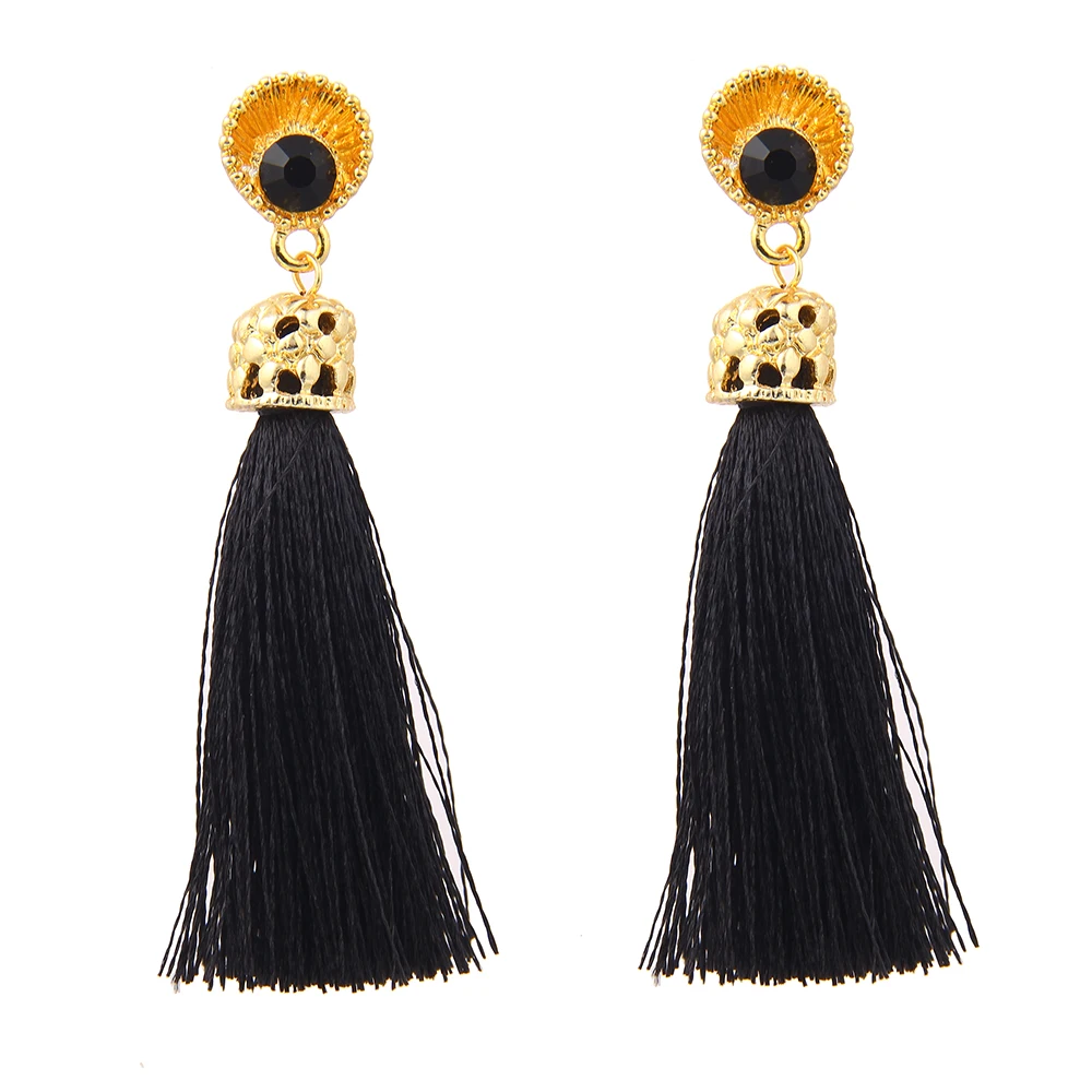 Fashion Bohemian Long Tassel Drop Dangle Earrings for Women Statement Black Red Boho Jewelry Accesorios Mujer | Украшения и