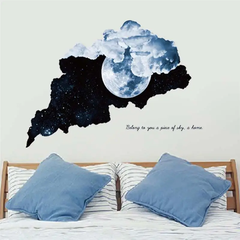 

Стикеры Настенные 3D с рисунком Луны, водонепроницаемые съемные самоклеящиеся наклейки для украшения дома