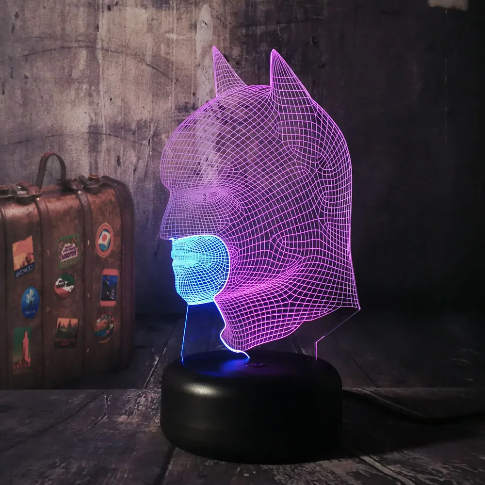 Новый DC Hero крутые головой Бэтмена 3D RGB светодиодный ночной Светильник смешанные