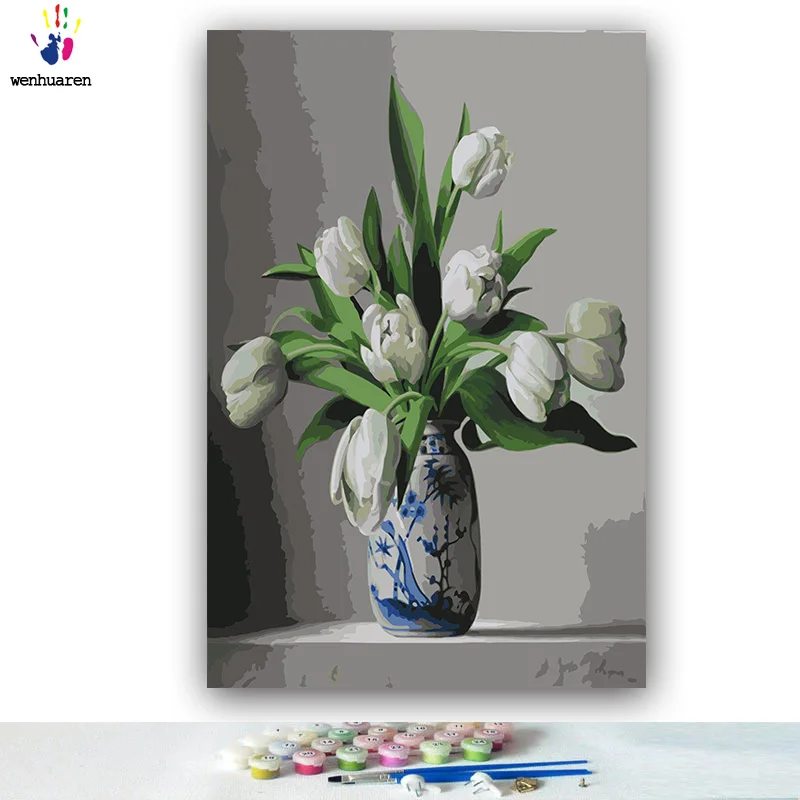 Раскраска по номерам сделай сам с цветами Розовая орхидея Цветочная композиция