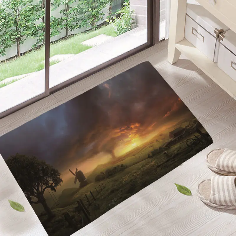 Dream scenery Door Mat Floor Carpet for Living Room mountain Pattern Coral Fleece Rug Anti-Slip Doormat Home Decor dd12