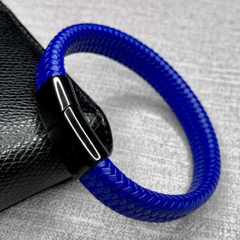 I Black Clasp Мужской браслет, многоцветные плетеные кожаные браслеты, модные, нержавеющая сталь, магнитная застежка, мужской браслет на запястье,, Pulsera Masculina - Окраска металла: I Black Clasp