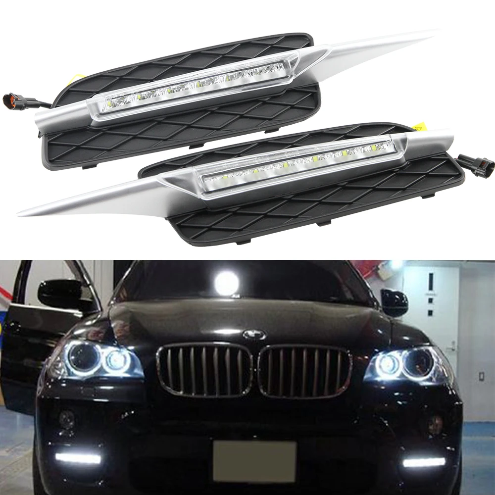 Для BMW X5 E70 07 09 светодиодный DRL Противотуманные светильник с лампой против тумана
