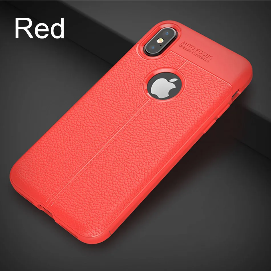 Red Роскошный кожаный PU силиконовый мягкий чехол для iphone 7 8 6 6s PLus X полный Чехол для iphone X Xr Xs Max противоударный бампер чехол - Цвет: Red