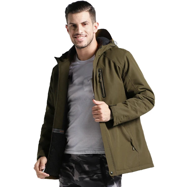 Men Army Green Уличные мужские и женские зимние толстые USB теплые хлопковые куртки Водонепроницаемая ветровка для походов Кемпинг Треккинг альпинистские лыжные куртки - Цвет: Men Army Green