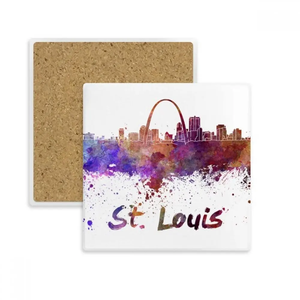 St.Louis America City акварель фотоабсорбирующий камень для напитков 2 шт. подарок|Коврики