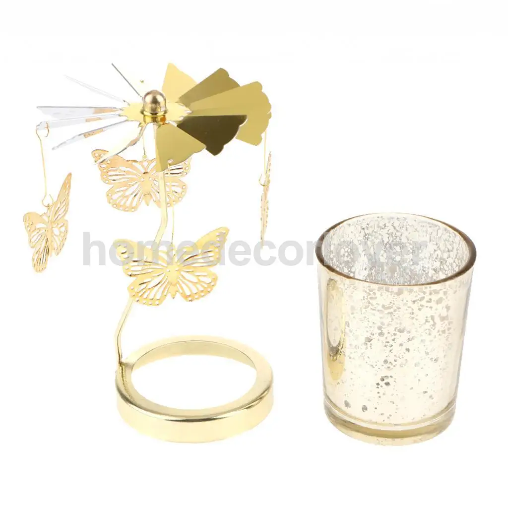 Карусель чайный светильник вращающийся подсвечник романтичный золотой Ночной