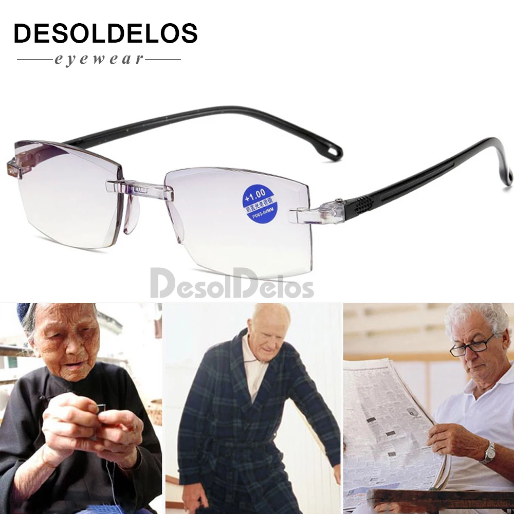 

Fashionable Ultralight Rimless Reading Glasses Women Men Clear Lens Anti-Blu-Ray Computer Glasses Presbyopia Reader Glasses