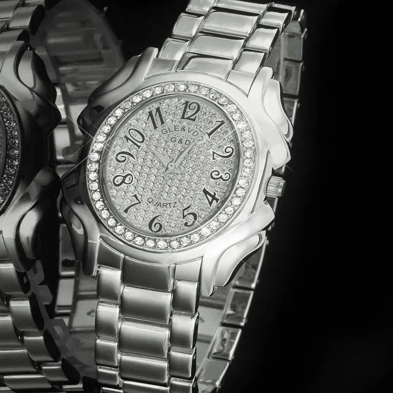 Кварцевые часы vWatch G &amp D Женские Аналоговые наручные блестящие Кристальные из