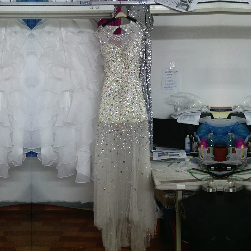 KSD287 Высокое Качество 100% Настоящее Сделано Бусины Хрустальные Вечернее Платье