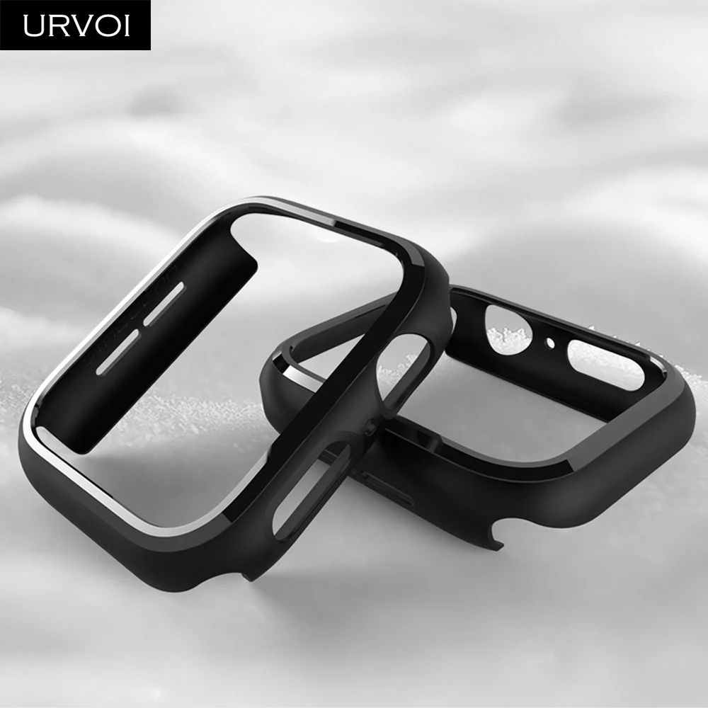 URVOI бампер для apple watch series 3 4 PC чехол тонкий iWatch протектор пластиковая черная рамка