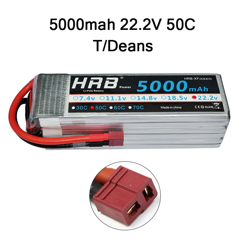 Hrb RC Lipo 1 S 2 S 3 S 4S 5S 3,7 V 7,4 V 11,1 V 14,8 V 18,5 V Батарея 1500 mah 2200 mah 3300 mah 4200 mah 5000 mah 5200 mah 6000 mah 10000 mah - Цвет: 6S 5000mah 50C T