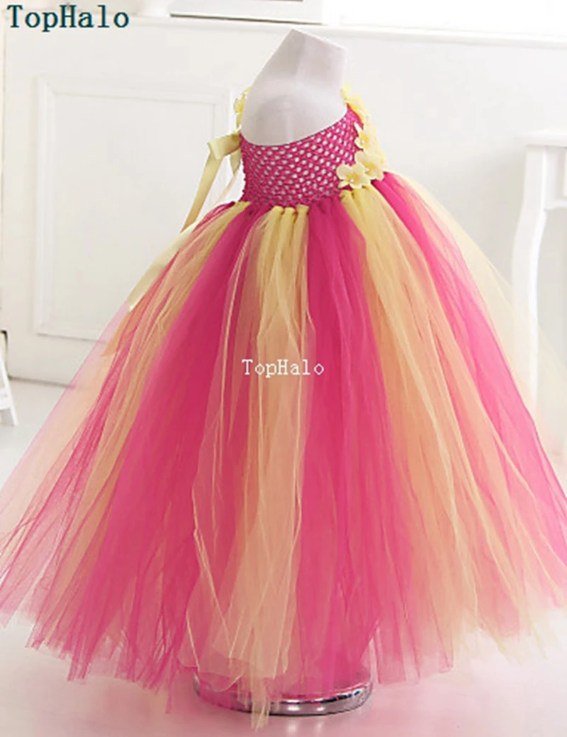 Cute Baby Tutu Dress Ball Gown Tulle Flower Girl Dresses Long Princess Pageant Petals Children's Clothing Kids Birthday | Свадьбы и
