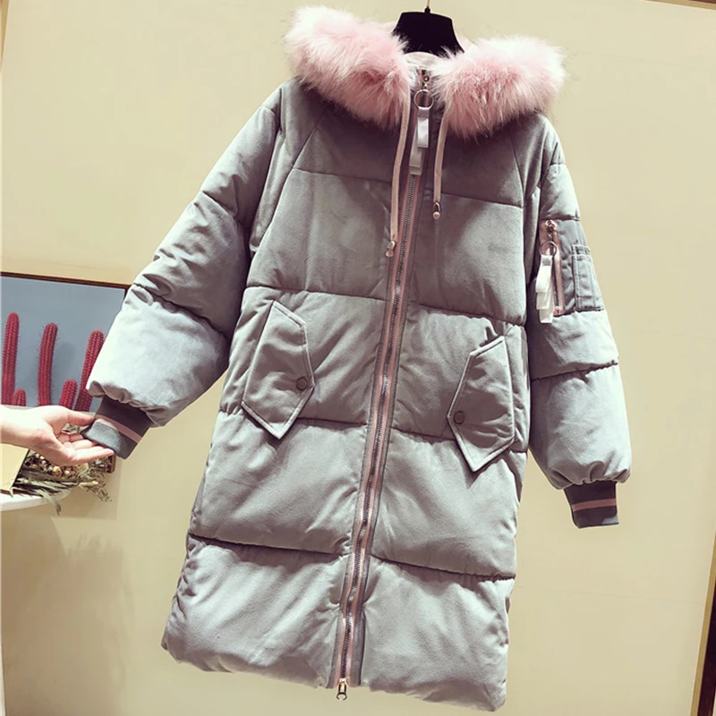 Золотое бархатное пальто парка Женская длинная куртка Корейская версия