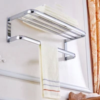 modern chrome bathroom wall mounted towel rail holder shelf storage rack double towel rails bar kd892