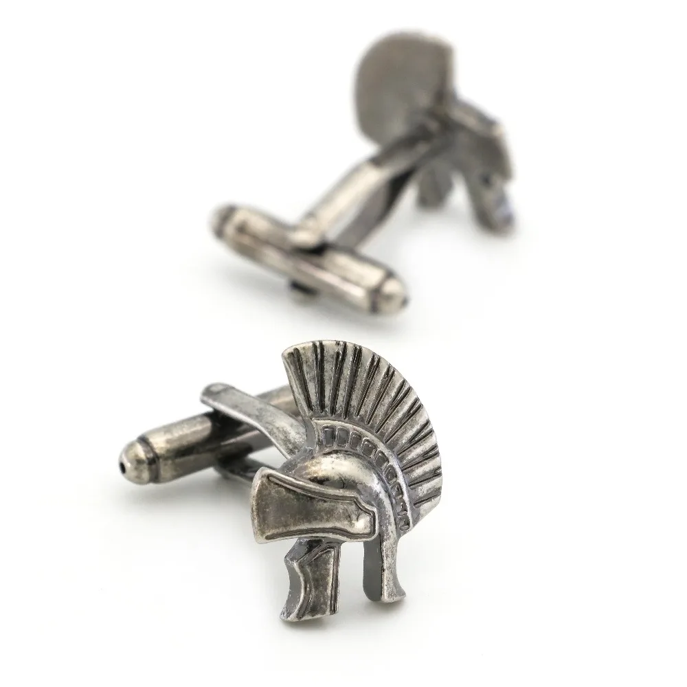 Фото iGame New Arrival Vintage Cuff Links 300 Sparta Warrior Helmet Design Quality Brass Material Men's Cufflinks Free Shipping №4