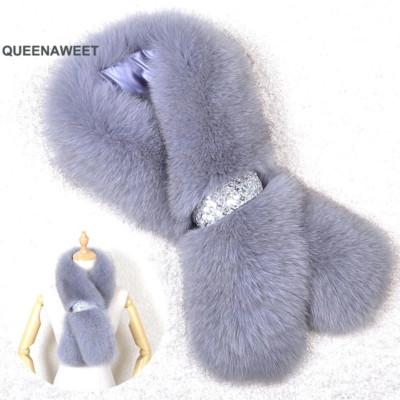 

033 2019 New Winter Fox Fur Women Scarf Luxury Fashion Shawls Collar Elegant Soft Female Long Warmer Cape free shipping