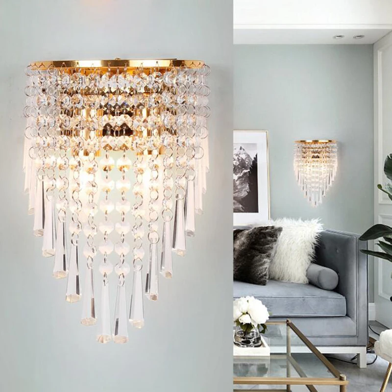 Хрустальный настенный светильник для спальни прикроватный простой и