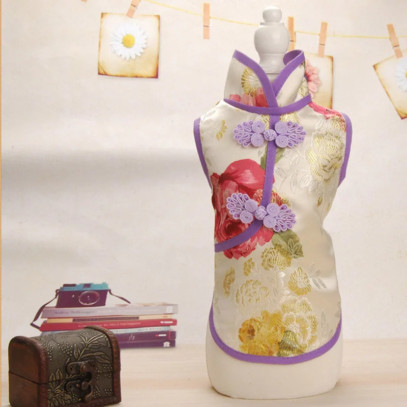 Cheongsam летняя одежда для собак платья для животных для собак юбка китайская собака платье щенок кошка одежда для собак Домашние животные одежда чихуахуа
