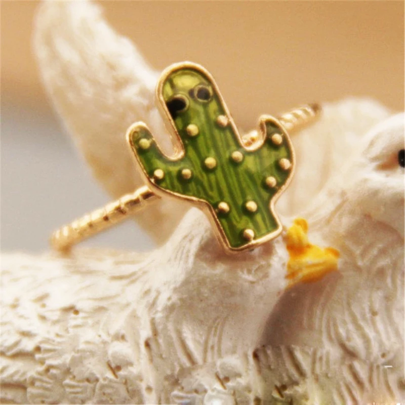 Новинка модное изысканное Гламурное кольцо кавайного кактуса из сплава цинка