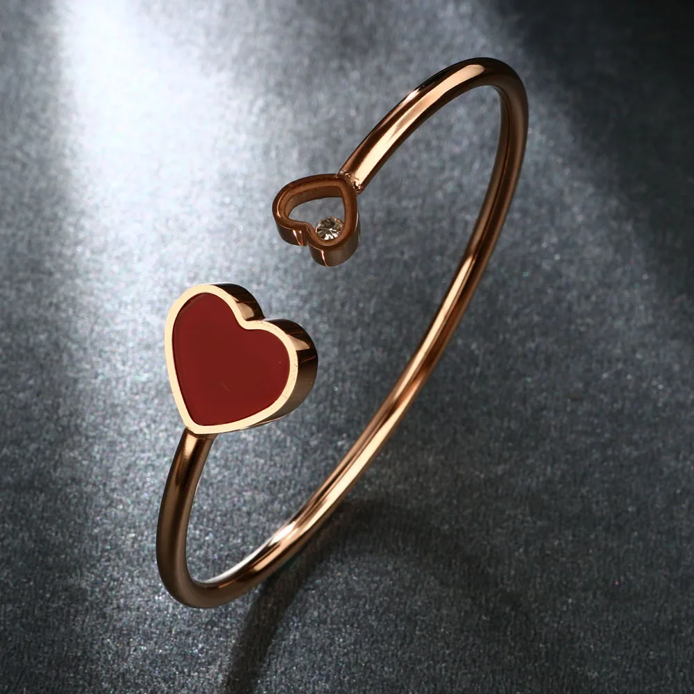 Модный черный красный браслет MSX в форме сердца с прозрачным цирконием женские