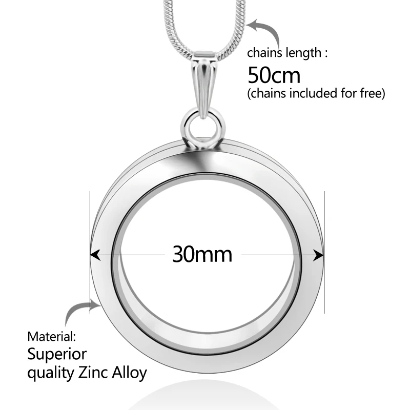 Diylocket 30 мм круглый плавающий медальон из цинкового сплава Магнитный стеклянный с
