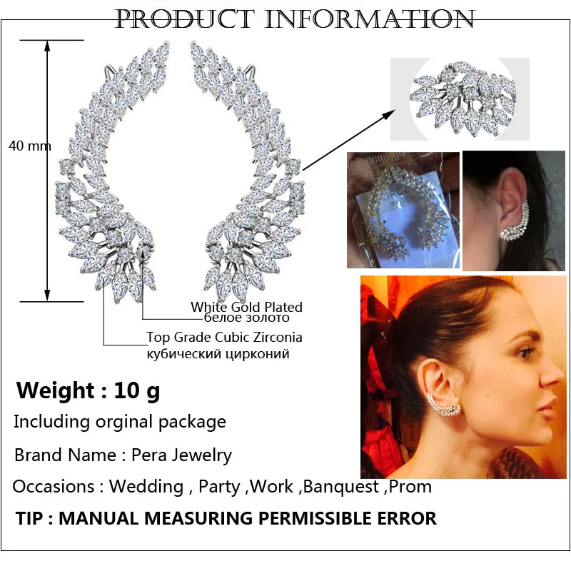 Pera новые модные панк этнические кубические циркониевые роскошные большие серьги