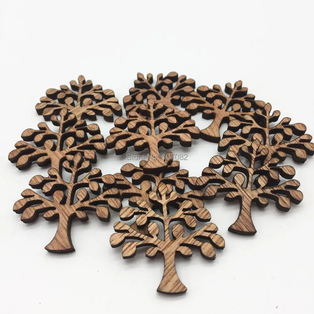

400PCS 35x35mm Rustic Wood Tree Chips Emebellishments Cardmaking DIY Crafts Scrapbooking Home Christmas Decorations