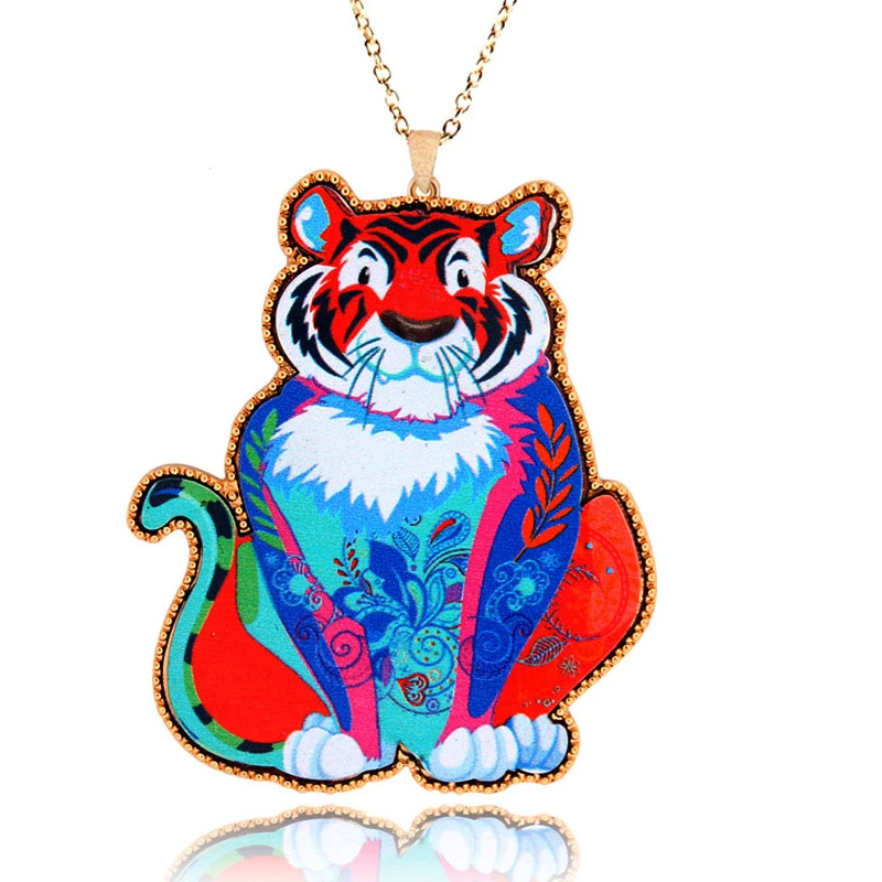 Modebox длинный акриловый кулон Мути цвет этнический тигр свитер цепь заявление