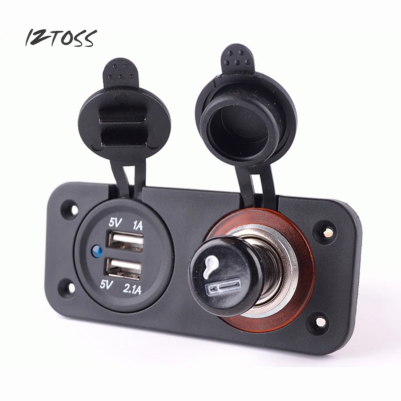 IZTOSS 12 V автомобильный прикуриватель от зажигания + двойной USB 5 3.1A мотоцикл