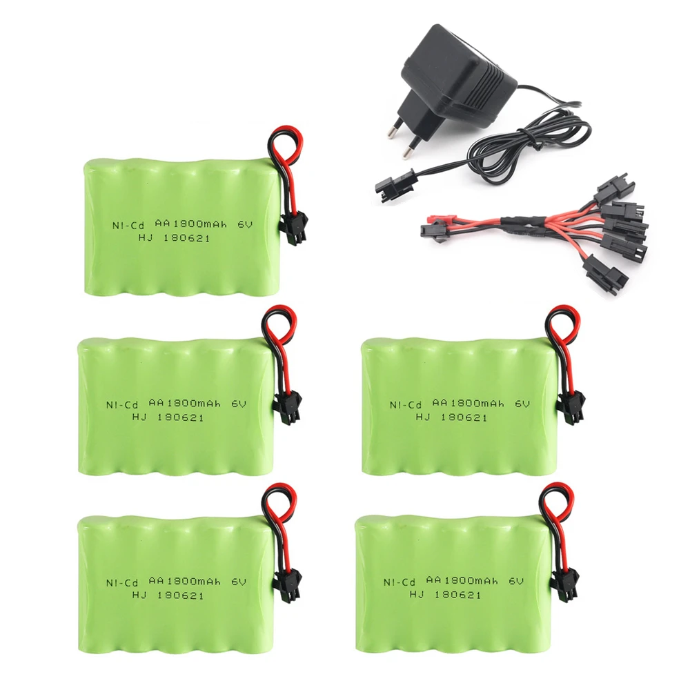 Ni CD аккумулятор 6V 1800mAh с зарядным устройством для RC игрушечного автомобиля лодки