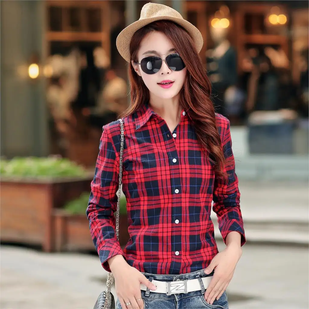 Новинка осени 2018 клетчатая рубашка для женщин Blusas Femininas тонкая модная женская