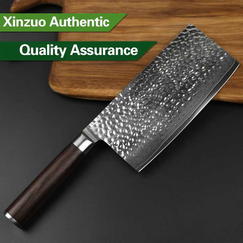 XINZUO 7'' inch Big Knife 67 layer VG10 Damascus Stainless Steel Kitchen Knives Chinese Style Chef knife with Pakkawood Handle | Дом и